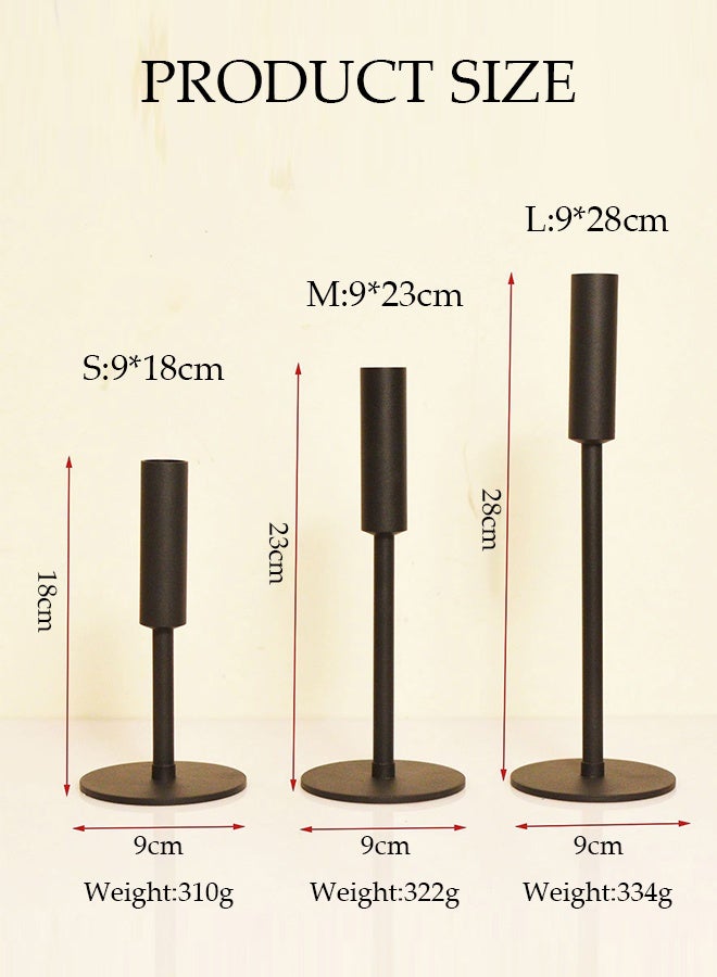 DUNISO 3 Pcs Candle Holders，Cone Shaped Single Head Candle Holder，Stable Structure，Used for Weddings, Dinners, Parties, and Home Decor,Matte Black  - Image 2