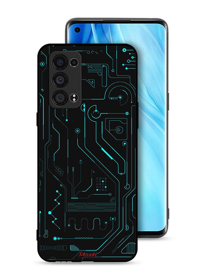 Tolwak Oppo Reno6 Pro 5G (Snapdragon) Protective Case Cover Digital Art Circuits Minimalism Multiple Display  - Image 1