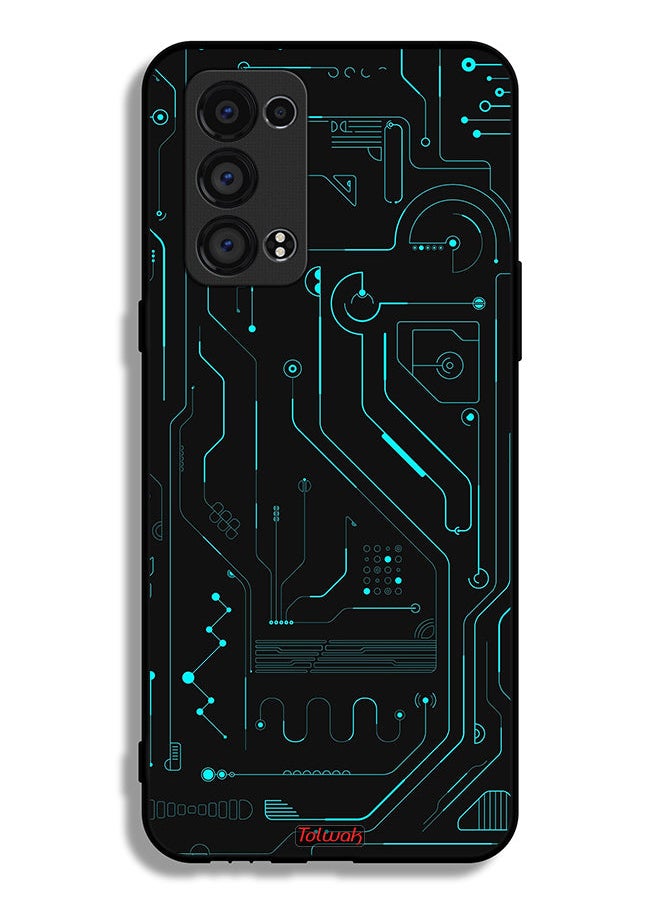 Tolwak Oppo Reno6 Pro 5G (Snapdragon) Protective Case Cover Digital Art Circuits Minimalism Multiple Display  - Image 2