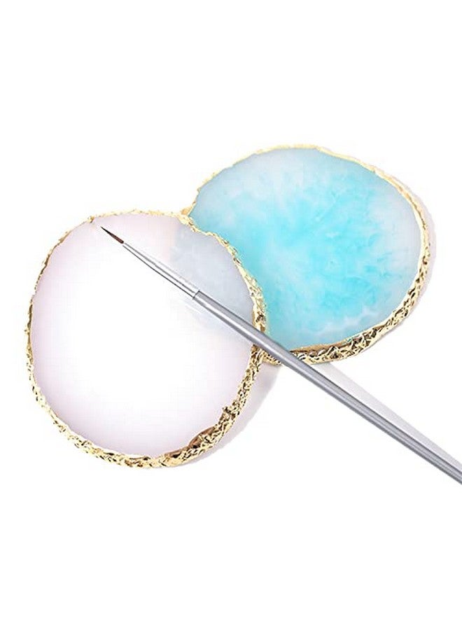 Betury Resin Nail Art Palette, Nail Art Painting Mixed Color Palette Gold Edge Nail Gel Color Makeup Display Board (3Blue) - Image 3