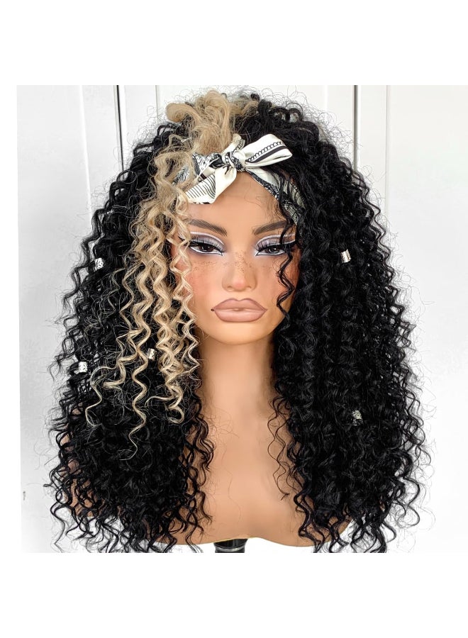 MITIMES 13x6 Skunk Stripe Curly Wig Wear And Go Glueless Wig PrePlucked Synthetic Lace Front Wig PreCut Afro Kinky Layred Wig With Natural Hairline 18 Inch - Image 4