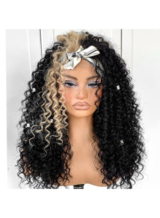 MITIMES 13x6 Skunk Stripe Curly Wig Wear And Go Glueless Wig PrePlucked Synthetic Lace Front Wig PreCut Afro Kinky Layred Wig With Natural Hairline 18 Inch - Image 3