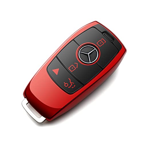 ZSPDACC Compatible with Mercedes Benz Key Fob Cover Red car Key Chain case Protector Holder E300 E350 E400 E450 A220 CLA250 C300 GLA250 GLB250 GLC300 GLE350 GLE450 GLE580 G550 C43 E53 E63 Accessories - Image 1