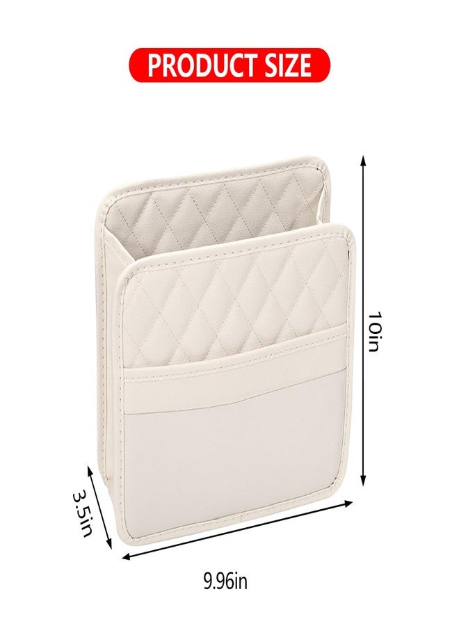 Mandark Car Seat Back Organizer, PU Leather Vehicle Backseat Hanging Storage Pocket, Multipurpose Automotive Travel Essentials Accessories for Kids & Adults, Universal for Most Cars（Beige） - Image 2