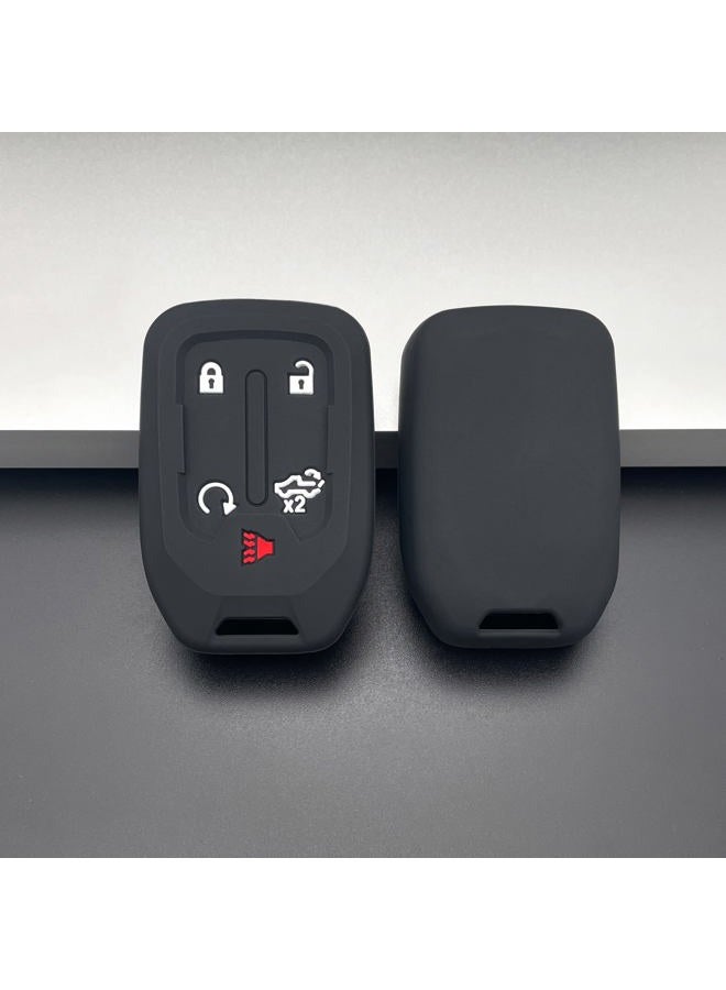TANDRIVE 2PCS Silicone Smart Key Fob Case Cover For 2022 2021 2020 2019 Chevy Silverado And GMC Sierra 1500 2500HD 3500HD, Remote Protector Accessories Holder(5-Button,Black and Black) - Image 4