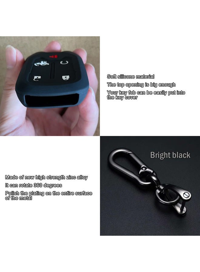 TANDRIVE 2PCS Silicone Smart Key Fob Case Cover For 2022 2021 2020 2019 Chevy Silverado And GMC Sierra 1500 2500HD 3500HD, Remote Protector Accessories Holder(5-Button,Black and Black) - Image 5