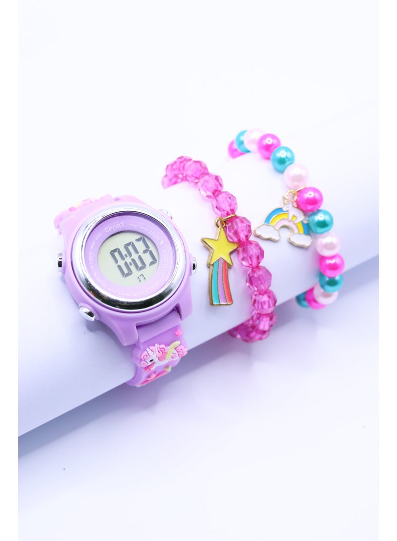 electric watch with two pcs of bracelet for girls  - Image 1