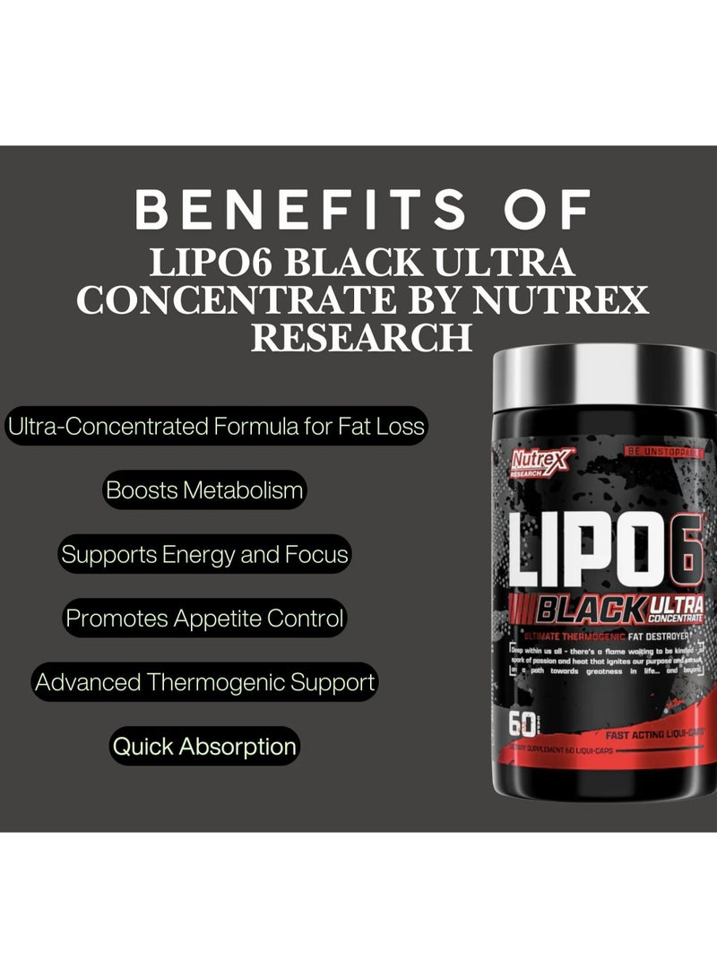 Nutrex Research Lipo-6 Black Ultra Concentrate Dietary Supplement 60 Capsules - Image 2