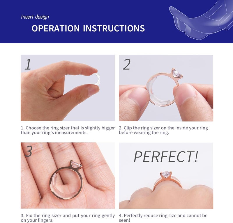 ELETIUO 22 Pack Invisible Ring Size Adjuster for Loose Rings,2 Styles Ring Reducer Jewelry Guard Ring Resizer,Multiple 16 Inserts 8 Sizes and 6 Spirals 2 Sizes,Silicone Ring Tightener Fit for Almost Ring - Image 5
