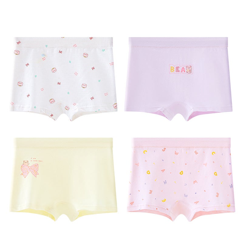 Childrens Underwear Girls Pure Cotton Boxer Antibacterial Womens Treasure Childrens Little Girls Babys Boxer Pants Dont Clip pp Cross Border NT765 