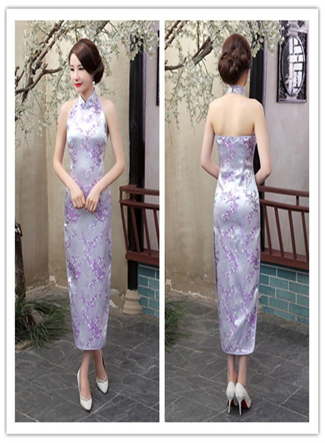 Loquat Plum Blossom Sleeveless Dress Light purple,  - Image 3