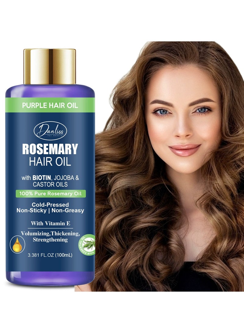 danliss Rosemary Biotin Purple Hair Oil – Anti-Frizz Nourishing Repair Oil, Strengthening & Smoothing Hair Care Treatment - Image 1