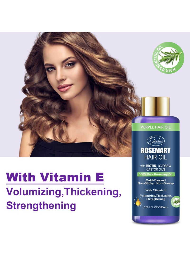 danliss Rosemary Biotin Purple Hair Oil – Anti-Frizz Nourishing Repair Oil, Strengthening & Smoothing Hair Care Treatment - Image 3