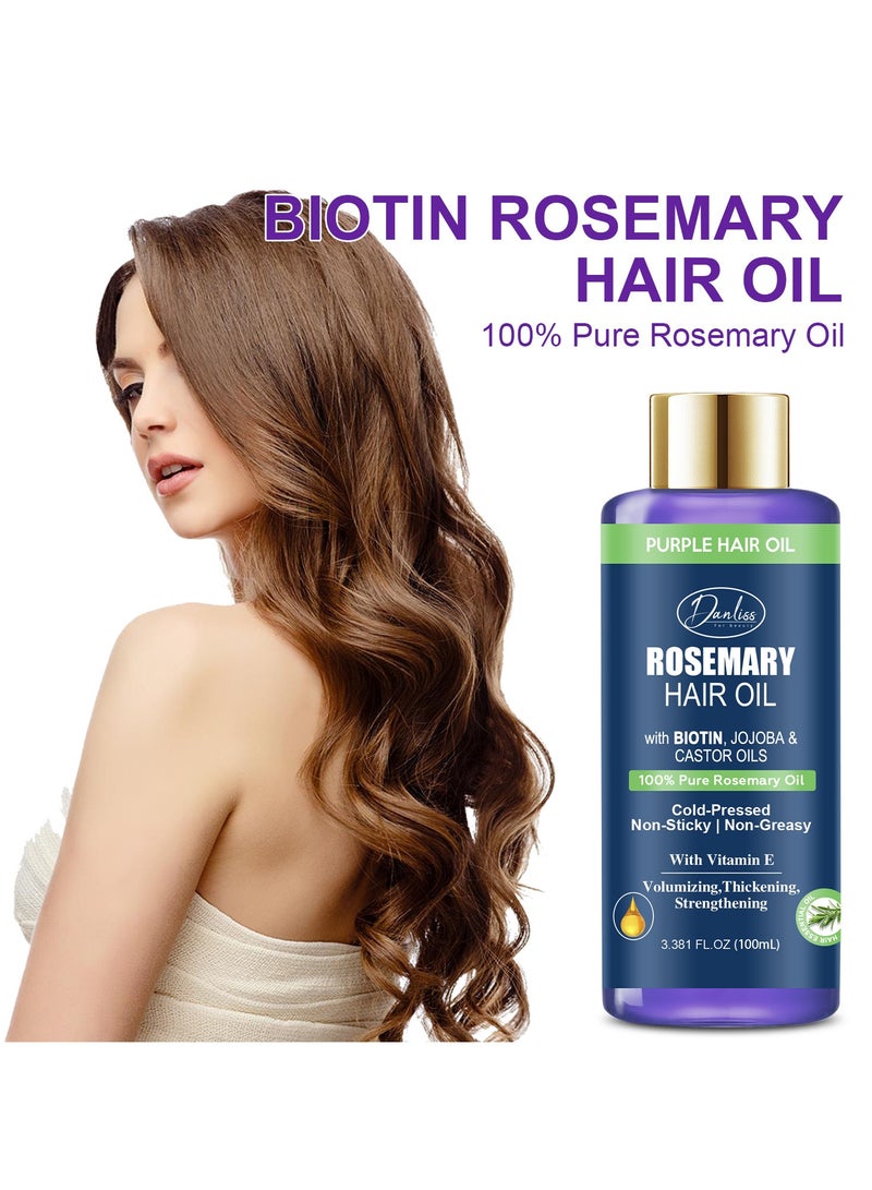 danliss Rosemary Biotin Purple Hair Oil – Anti-Frizz Nourishing Repair Oil, Strengthening & Smoothing Hair Care Treatment - Image 4