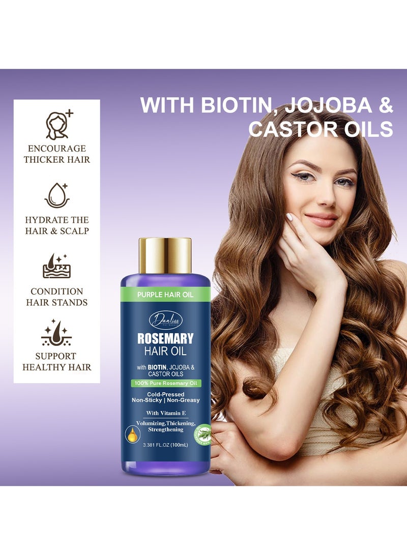 danliss Rosemary Biotin Purple Hair Oil – Anti-Frizz Nourishing Repair Oil, Strengthening & Smoothing Hair Care Treatment - Image 5
