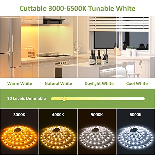 Novostella 40ft Tunable White LED Strip Light 1344 LEDs Dimmable 3000K-6500K 24V Remote Flexible LED Tape for Christmas Living Room Cabinet Counter Bedroom Home Kitchen Bar Ceiling Daylight Warm White - Image 3