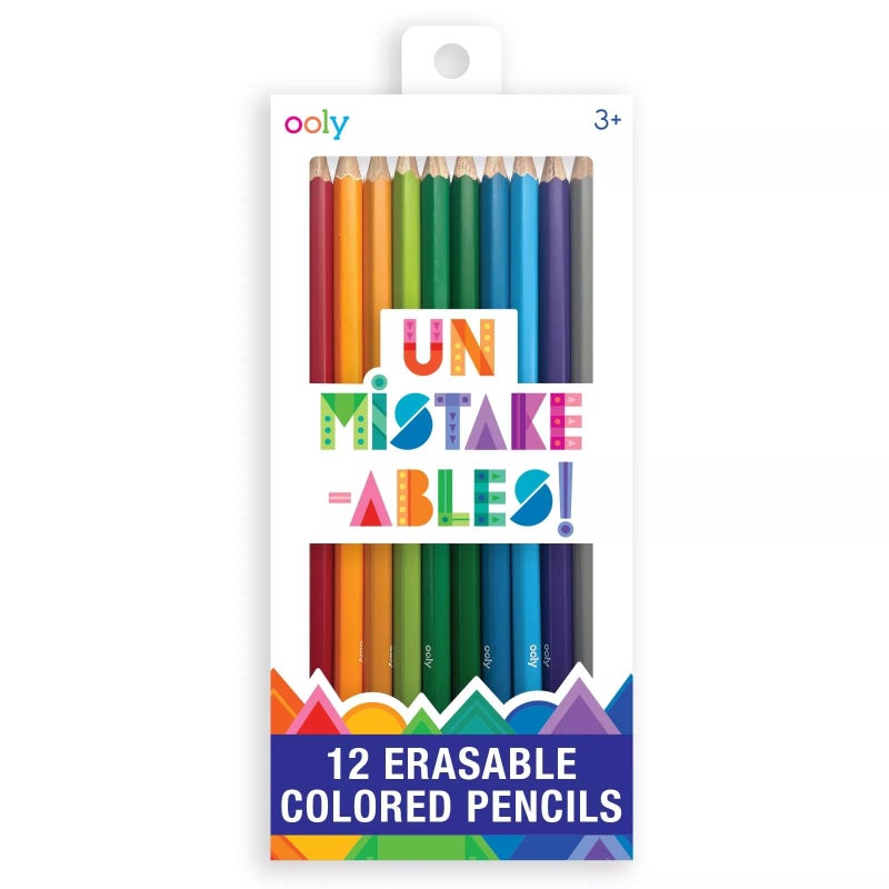 Ooly UnMistakeAbles Erasable Colored Pencils Set of 12, Stress and Mess Free Drawing & Coloring Pencils for Kids and Adults, Colorful School Supplies for Arts and Crafts - Image 1