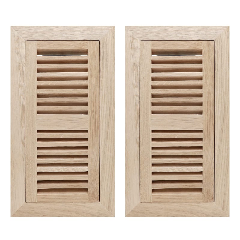 SANYCASA Oak Floor Register for 4x10 Inch Duct Holes - Flush Mount Floor Vent with Metal Damper - White Wooden Vent Covers for Home Floor - 0.8 Inch Thickness - Unfinished - 2PCS - Image 1