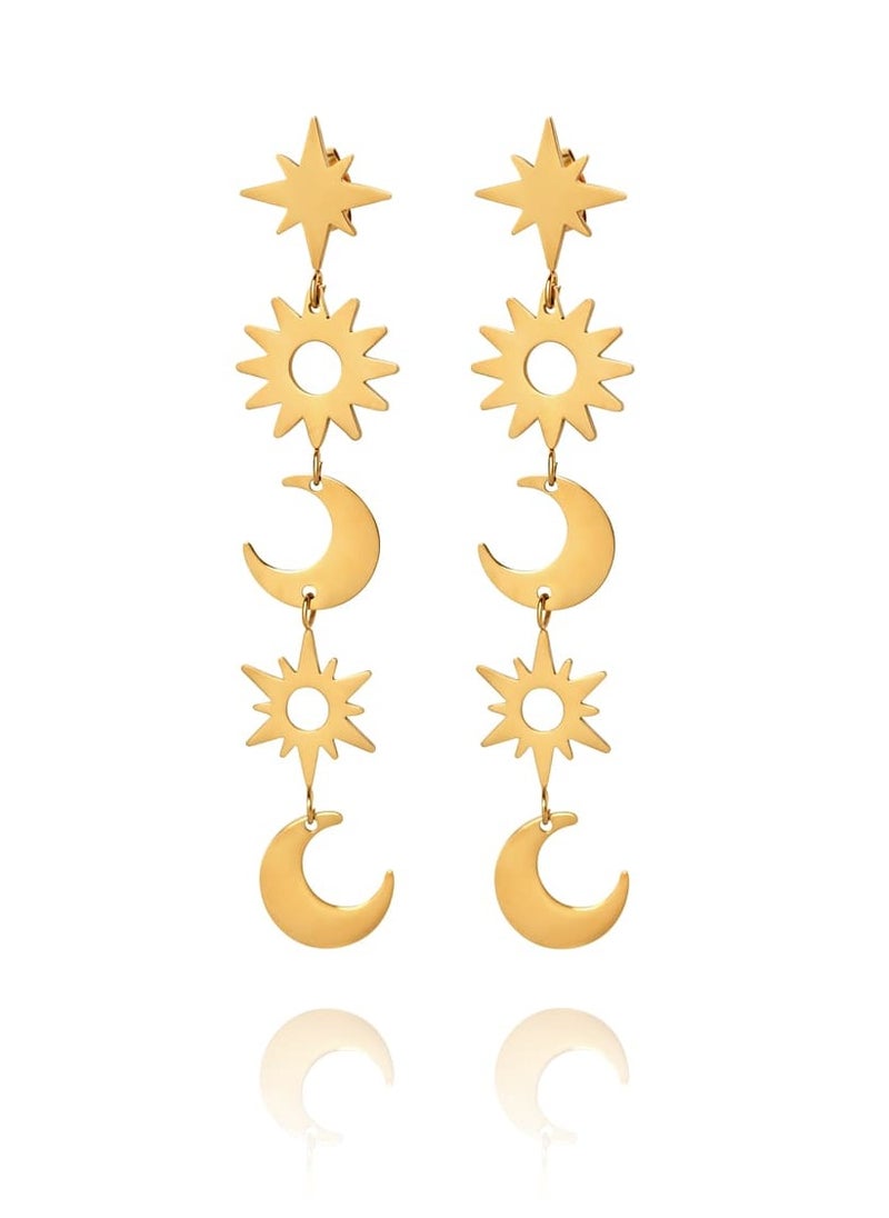 Clé de Lune Celestial Moon and Sun Dangling Earrings  - Image 1