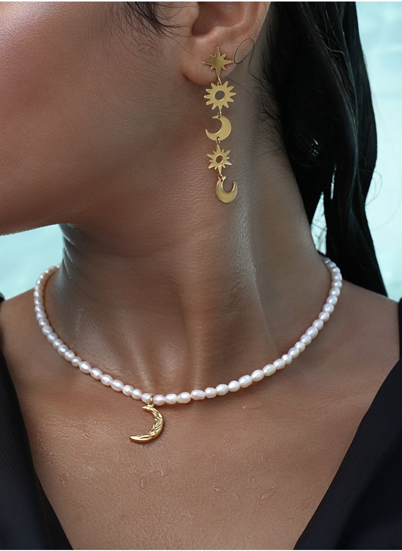 Clé de Lune Celestial Moon and Sun Dangling Earrings  - Image 2