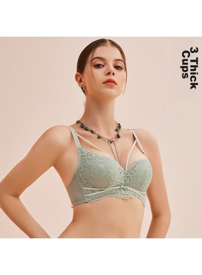 mybody Mybody Women's Ultra-thin Push-up Breathable Bra With Beauty Back And Chest Support Bra, Bean Green, 75c  - Image 3