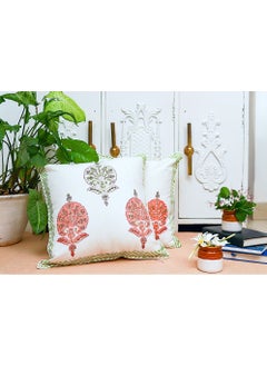 OJARIYA Birdbill Multicoloured Organic Cotton Hand Block Printed Cushion Cover 40 X 40 Cm  - Image 1