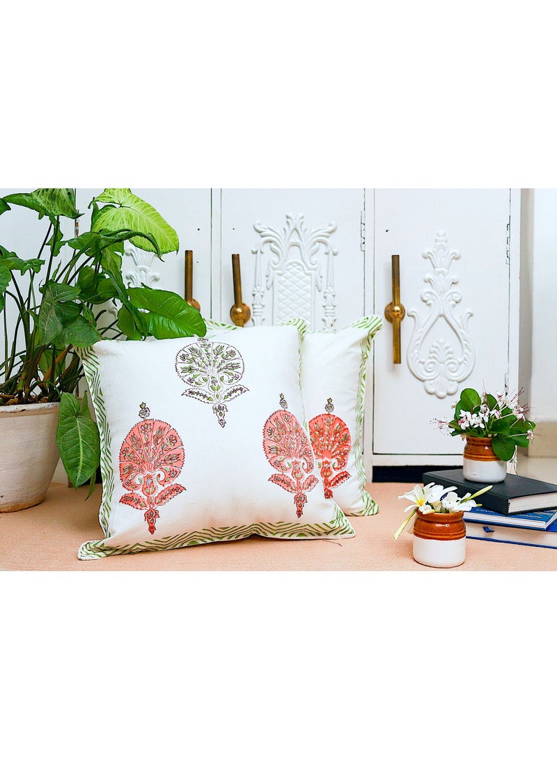 OJARIYA Birdbill Multicoloured Organic Cotton Hand Block Printed Cushion Cover 40 X 40 Cm - Image 1