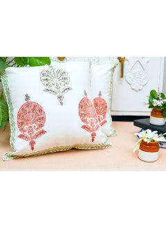 OJARIYA Birdbill Multicoloured Organic Cotton Hand Block Printed Cushion Cover 40 X 40 Cm  - Image 2