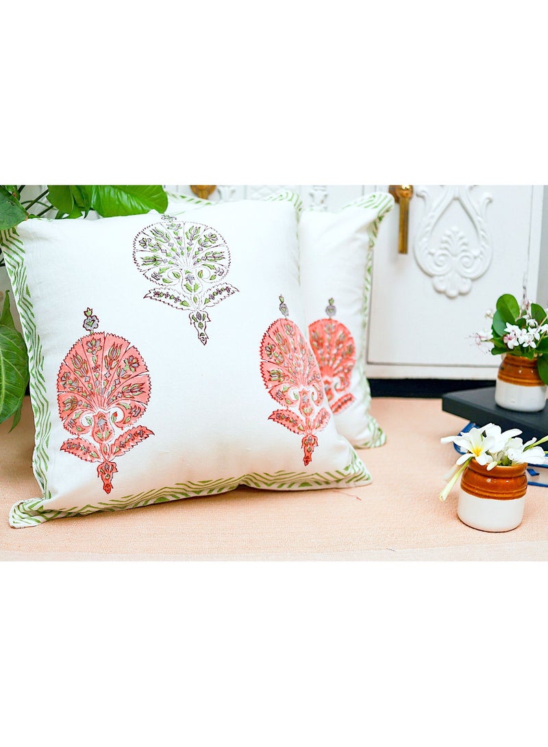 OJARIYA Birdbill Multicoloured Organic Cotton Hand Block Printed Cushion Cover 40 X 40 Cm - Image 2