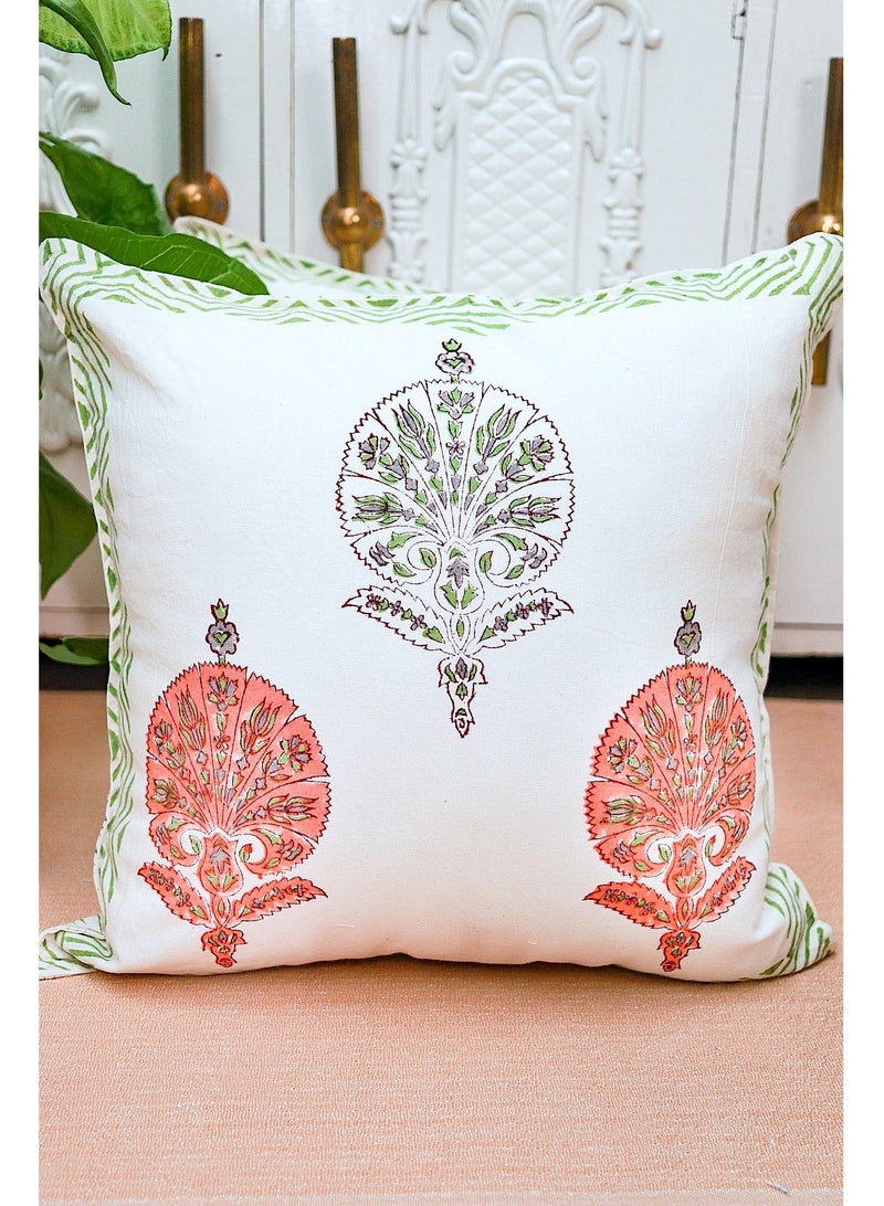 OJARIYA Birdbill Multicoloured Organic Cotton Hand Block Printed Cushion Cover 40 X 40 Cm - Image 3