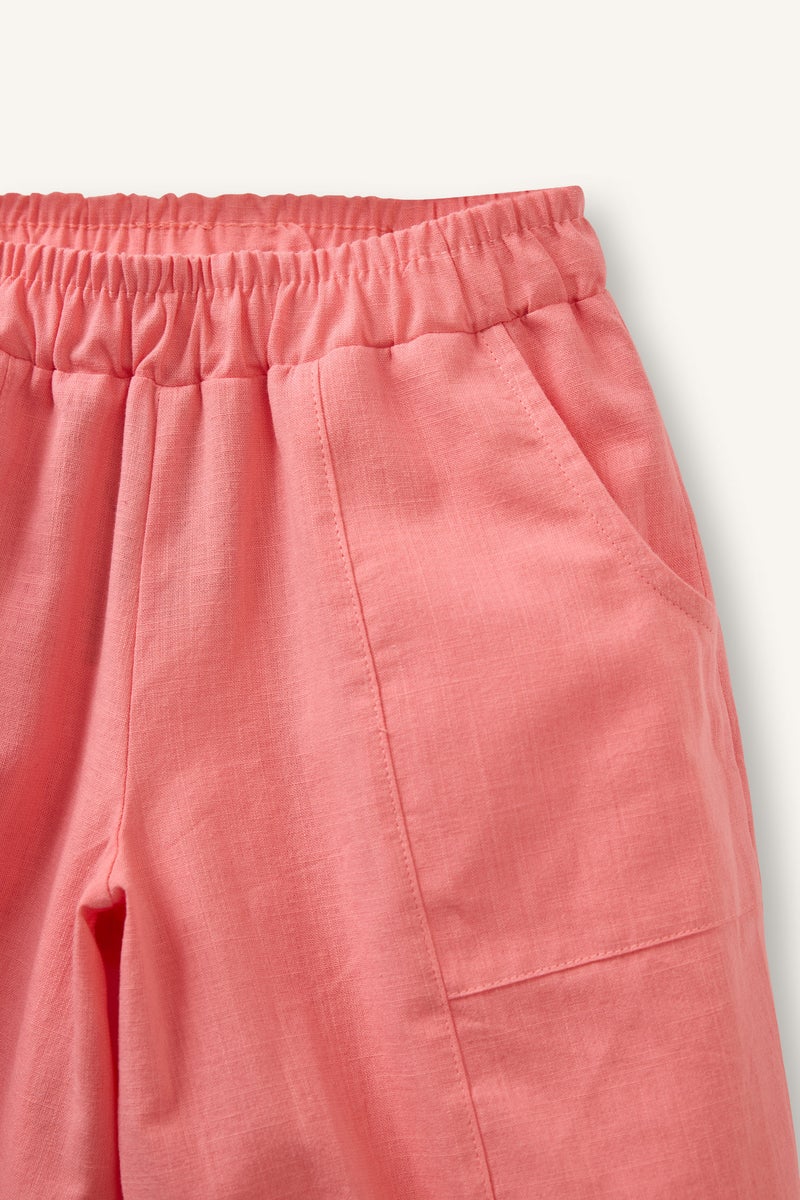 DeFacto Pink BabyGirl Baby Girl Balloon Fit Linen Blended Trousers Casual - Image 4