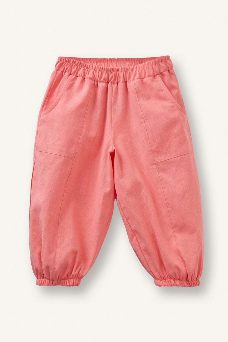 DeFacto Pink BabyGirl Baby Girl Balloon Fit Linen Blended Trousers Casual - Image 3