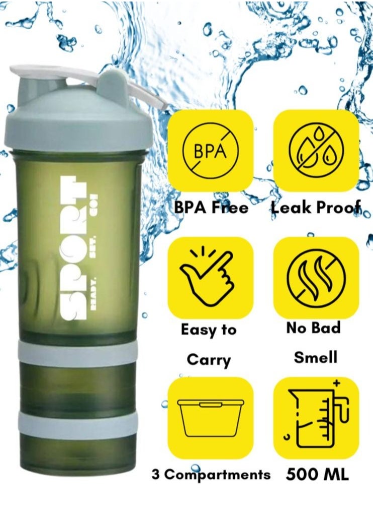 SPORT Protein Shaker Bottle Portable Supplement Mixer Cup with Powder Storage for Running Cycling Fitness 2 Pcs  - Image 2