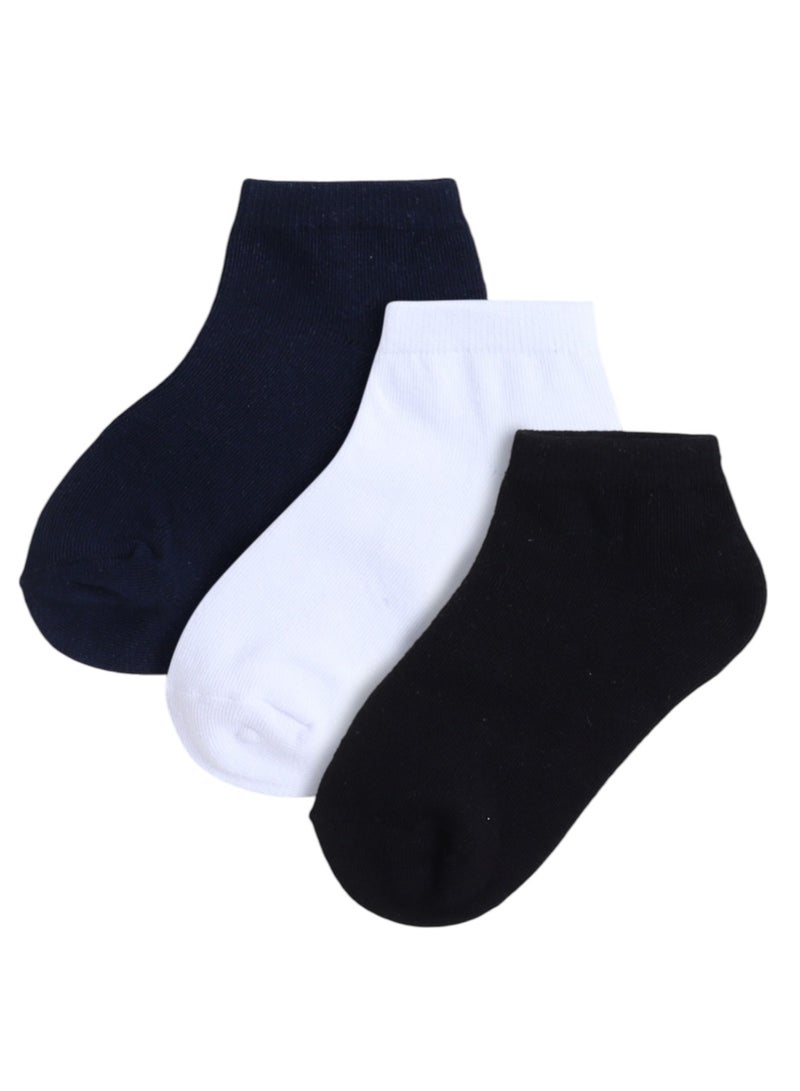 victor and jane Boys 3 Pairs Plain Ankle Length School Socks - Image 1
