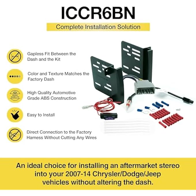 سكوش حل تركيب ستيريو كامل مزدوج الدين من Centric Iccr6Bn متوافق مع سيارات ChryslerDodgeJeep 200714 المختارة لتثبيت ما بعد البيع - Image 5