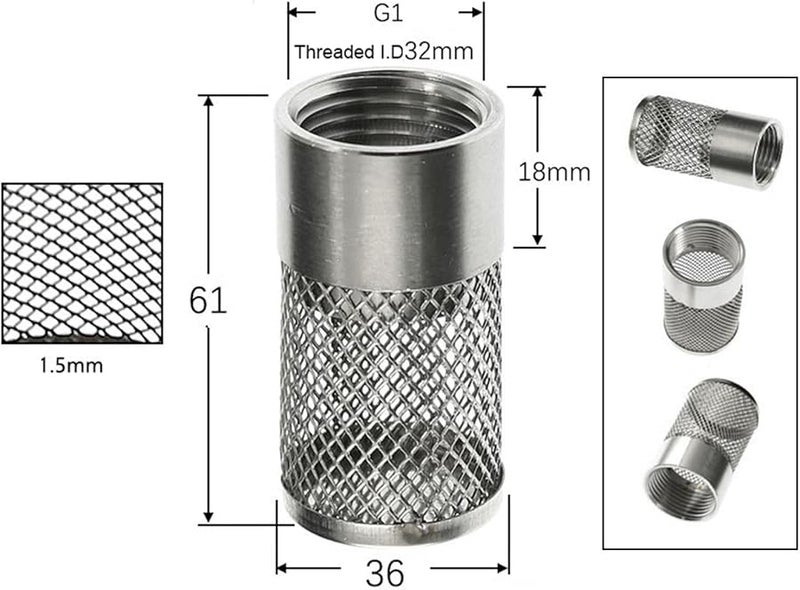 Hose Inlet Strainer Filter Stainless Steel Mesh Anti Clogging Screen For Garden Irrigation High Pressure Washer Dia 36mm - Image 5