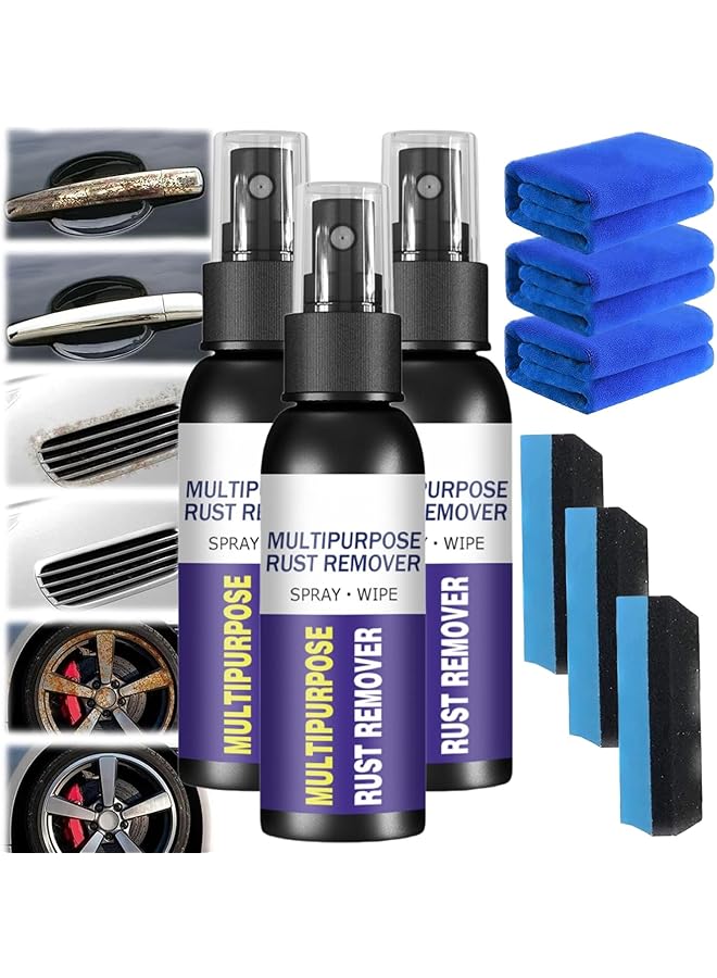NALACAL 3 قطع بخاخ صدأ متعدد الأغراض، بخاخ مزيل صدأ المعادن، مزيل بقع الحديد، بخاخ منظف الطلاء، مزيل صدأ السيارات، معالجة صدأ المركبات، منظف الأسطح المعدنية للصدأ من الأدوات والمعادن وأجزاء السيارة - Image 1