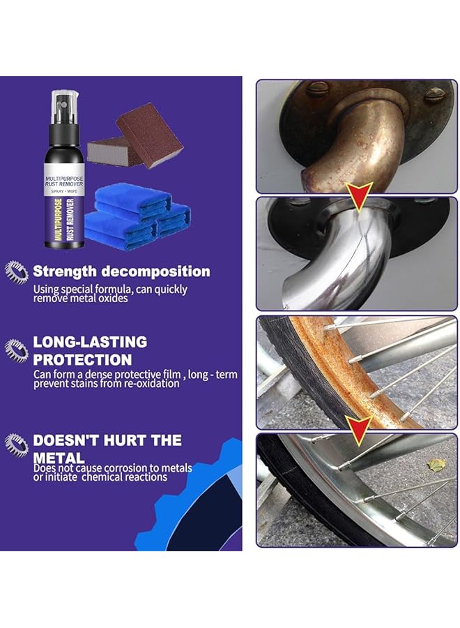 NALACAL 3 قطع بخاخ صدأ متعدد الأغراض، بخاخ مزيل صدأ المعادن، مزيل بقع الحديد، بخاخ منظف الطلاء، مزيل صدأ السيارات، معالجة صدأ المركبات، منظف الأسطح المعدنية للصدأ من الأدوات والمعادن وأجزاء السيارة - Image 4