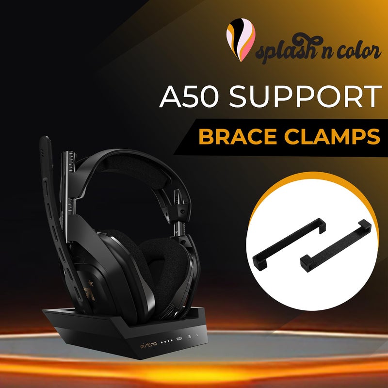 SplashNColor A50 Support Brace Clamps Upgrade for Cushion - Enhance Your Headphone Comfort with Durable and Secure Fit - Compatible with Astro A50 Gen. 4 and Mod Kit - 2 Pack Black