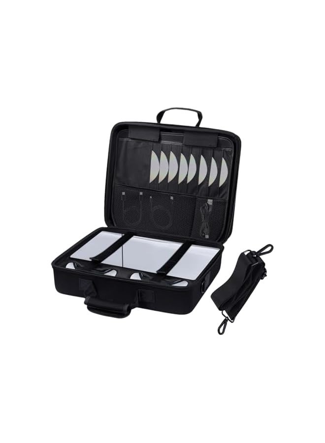 بروماس حقيبة حمل، حقيبة سفر لـ 5 حقائب واقية، وحدات تحكم حقيبة السفر، بطاقات الألعاب، HDMI، كمبيوتر محمول، هدية مثالية، أسود - Image 1