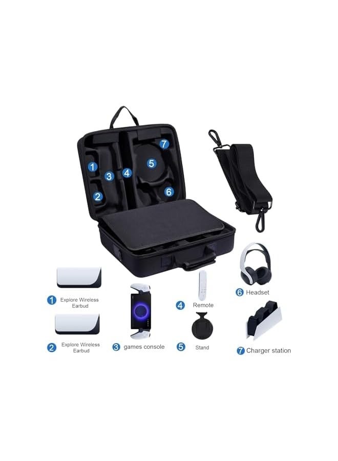 بروماس حقيبة حمل، حقيبة سفر لـ 5 حقائب واقية، وحدات تحكم حقيبة السفر، بطاقات الألعاب، HDMI، كمبيوتر محمول، هدية مثالية، أسود - Image 3