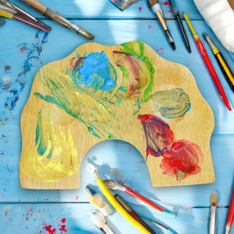 ArtRight Wooden Palette - Mini Rainbow Designer Palette for All Painting and Drawing Purposes (Oil, Watercolour, Acrylic, Gouache, Mixed Media) for Kids, Professionals, Artists and Students - Image 2