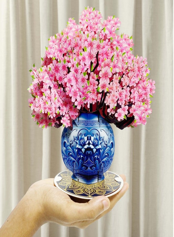 سيال بطاقة ثلاثية الأبعاد منبثقة على شكل باقة زهور الكرز من سيال، مع باقة زهور ورقية قابلة للفصل، هدية مثالية لأعياد الميلاد، والذكرى السنوية، ورسائل الشكر، وجميع المناسبات - تتضمن بطاقة ملاحظات - Image 2