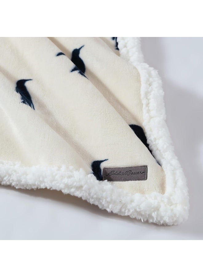 Eddie Bauer - Throw Blanket, Brushed Fleece & Plush Sherpa Bedding, Blanket for Couch & Bed (Emperor Penguin Blue, 50" x 60") - Image 5