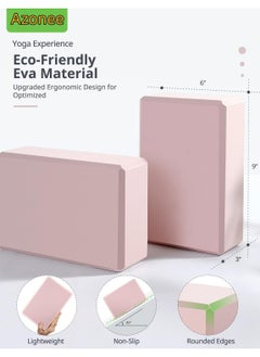 CMGTYYD 2 Pack Yoga Block and Yoga Strap Set, 2 EVA Foam Soft Non-Slip Yoga Blocks, Supportive, Lightweight, Odor Resistant, Yoga Accessories for Pilates Meditation General Fitness Stretching Toning  - Image 2