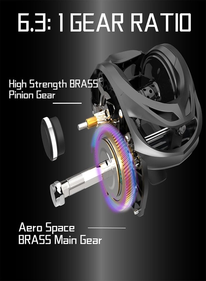 Fishdrops Baitcaster Reel 9+1 Ball Bearings Anti-Corrosion Baitcasting Fishing Reel Magnetic Brake System Bait Caster Reel High Speed Gear Ratio 6.3:1 Ultra Smooth Fishing Reel (Right Hand) - Image 2