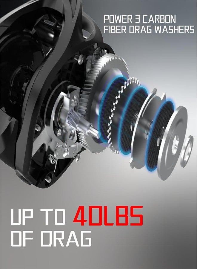 Fishdrops Baitcaster Reel 9+1 Ball Bearings Anti-Corrosion Baitcasting Fishing Reel Magnetic Brake System Bait Caster Reel High Speed Gear Ratio 6.3:1 Ultra Smooth Fishing Reel (Right Hand) - Image 3