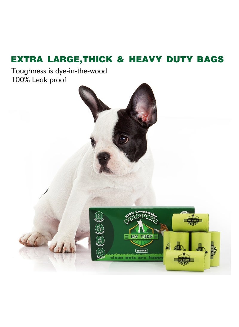 MY TURF Compostable Dog Poo Bags for Dog Waste, 270 Waste Bags, Smell Proof Extra Thick Strong 100% Leak Proof Biodegradable Dog Poo Bags (Green) - Image 3