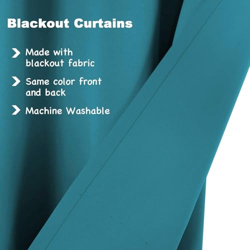 Turquoize Teal Blackout Curtains Thermal Insulated Grommet Black Out Curtain Drapes for Bedroom Window Treatment Curtain Panels/Drapes for Nursery & Infant Care,2 Panel, 52" W x 84" L, Teal - Image 3