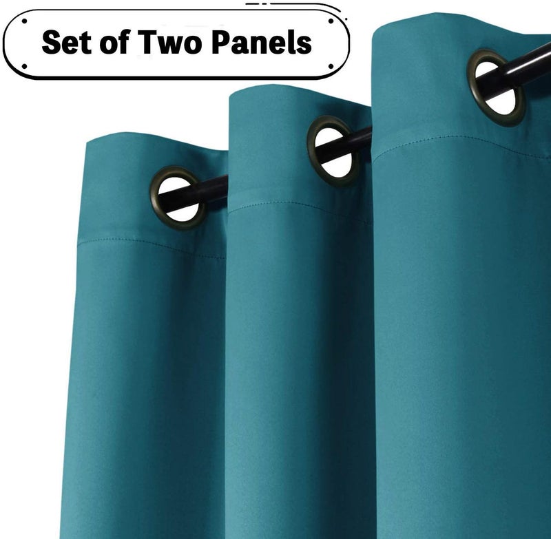 Turquoize Teal Blackout Curtains Thermal Insulated Grommet Black Out Curtain Drapes for Bedroom Window Treatment Curtain Panels/Drapes for Nursery & Infant Care,2 Panel, 52" W x 84" L, Teal - Image 2